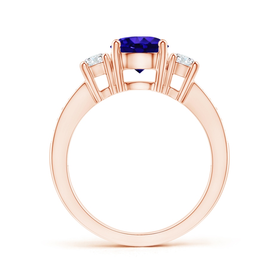 7mm AAAA Classic Three Stone Tanzanite and Diamond Ring in Rose Gold side-1