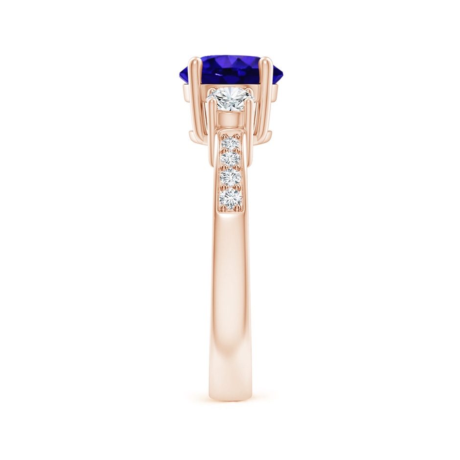 7mm AAAA Classic Three Stone Tanzanite and Diamond Ring in Rose Gold side-2