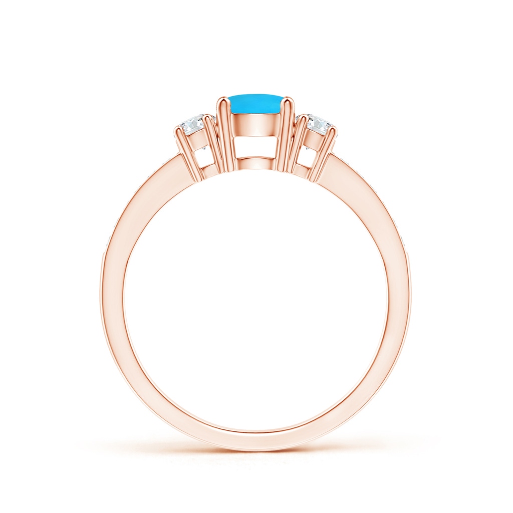 5mm AAAA Classic Three Stone Turquoise and Diamond Ring in Rose Gold Side-1