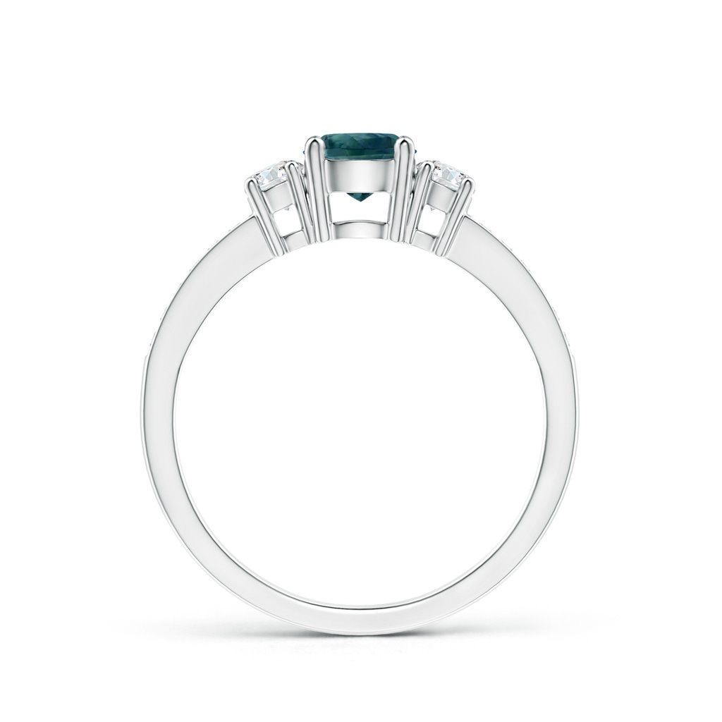 5mm AAA Classic Three Stone Teal Montana Sapphire and Diamond Ring in White Gold - side_1