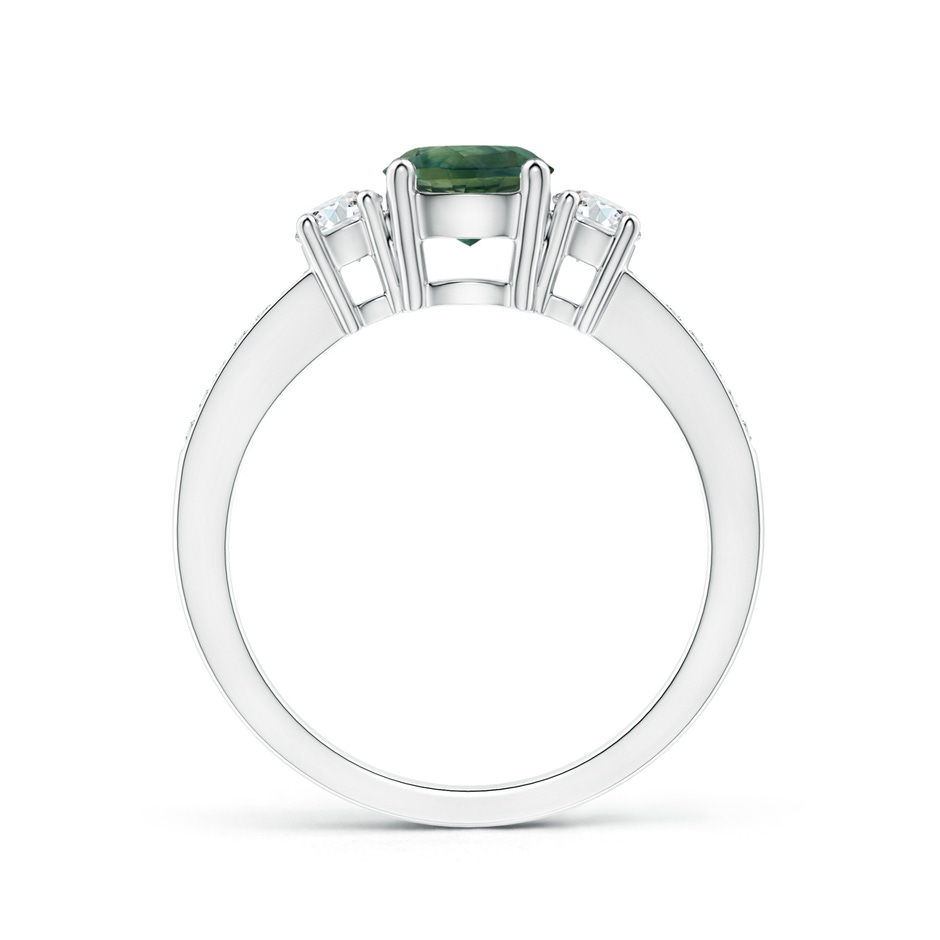 6mm AA Classic Three Stone Teal Montana Sapphire and Diamond Ring in P950 Platinum side-1