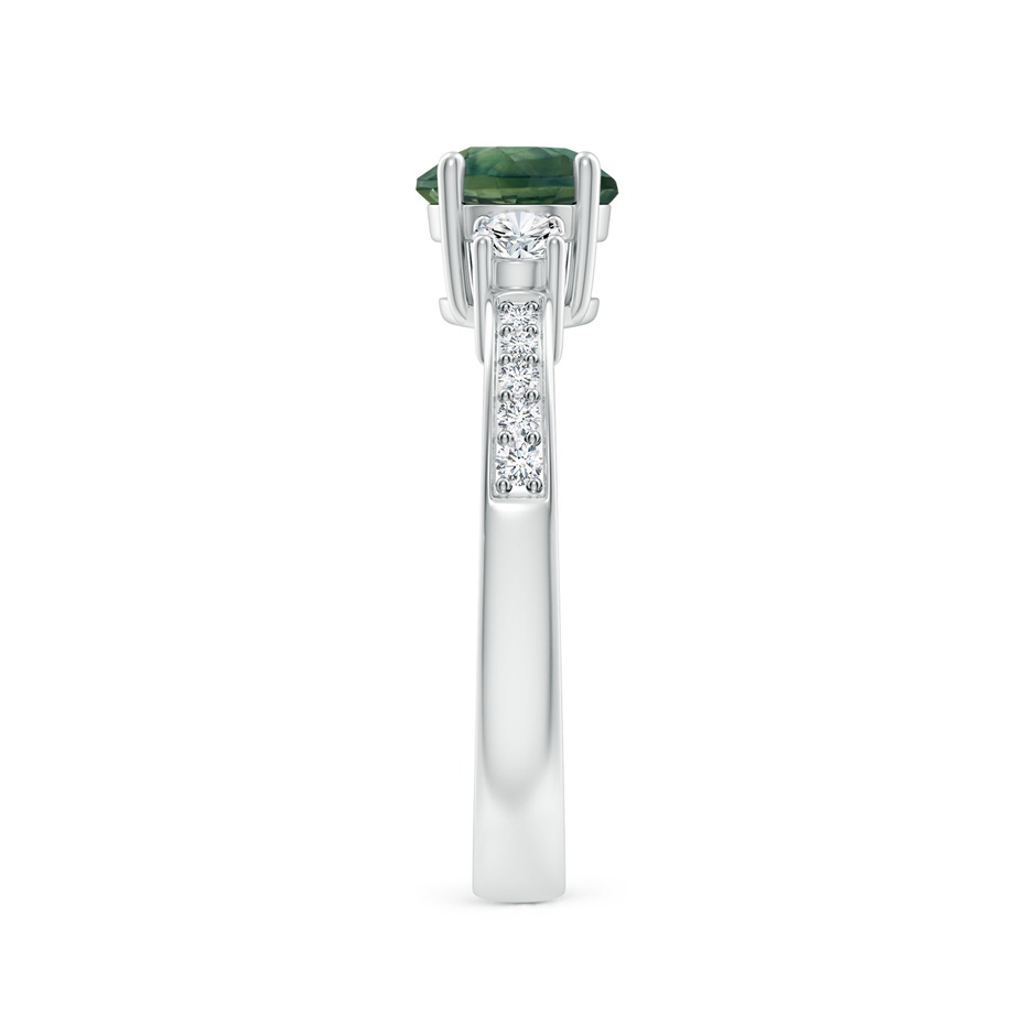 6mm AA Classic Three Stone Teal Montana Sapphire and Diamond Ring in P950 Platinum side-2