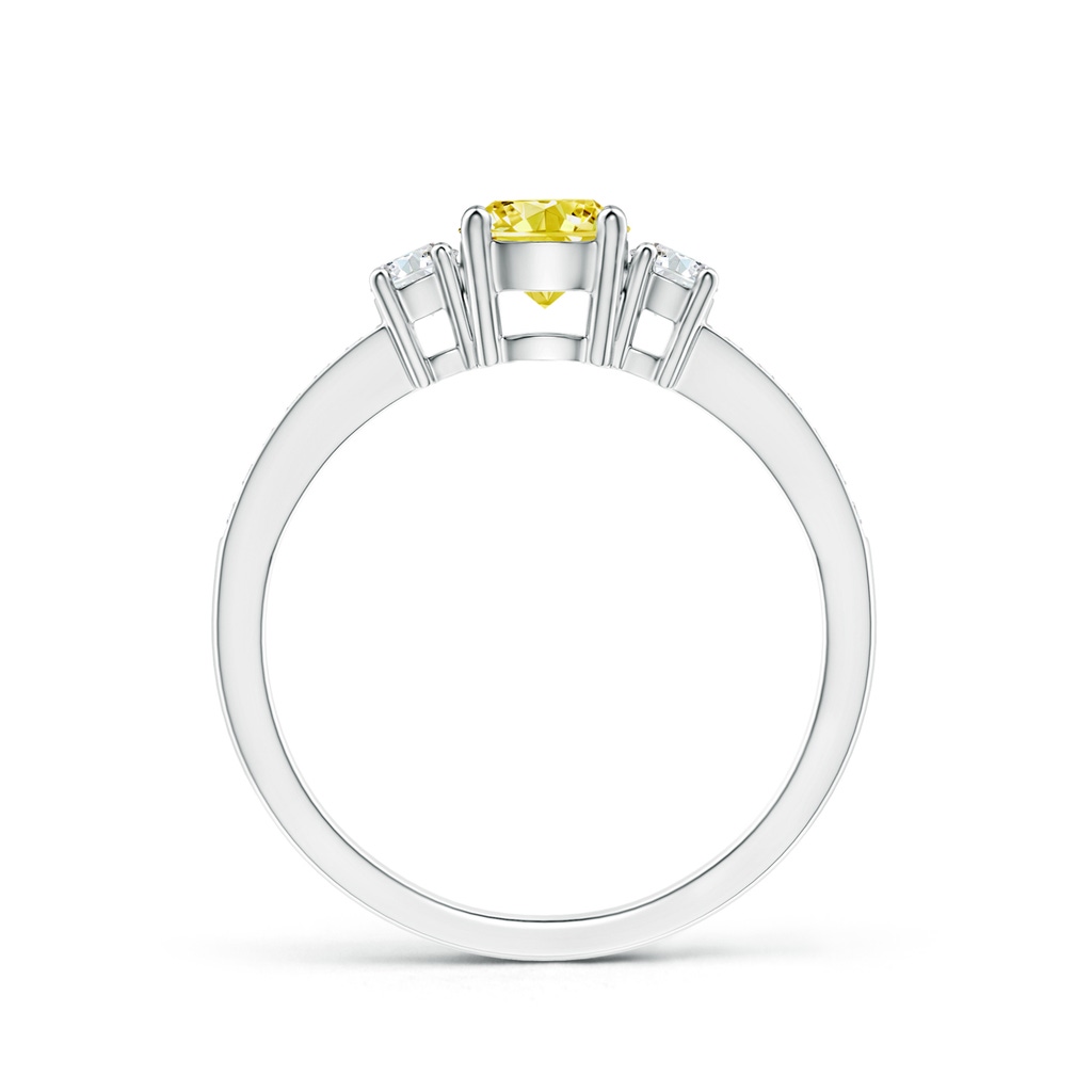5mm AAAA Classic Three Stone Fancy Intense Yellow and White Diamond Ring in P950 Platinum - side 199