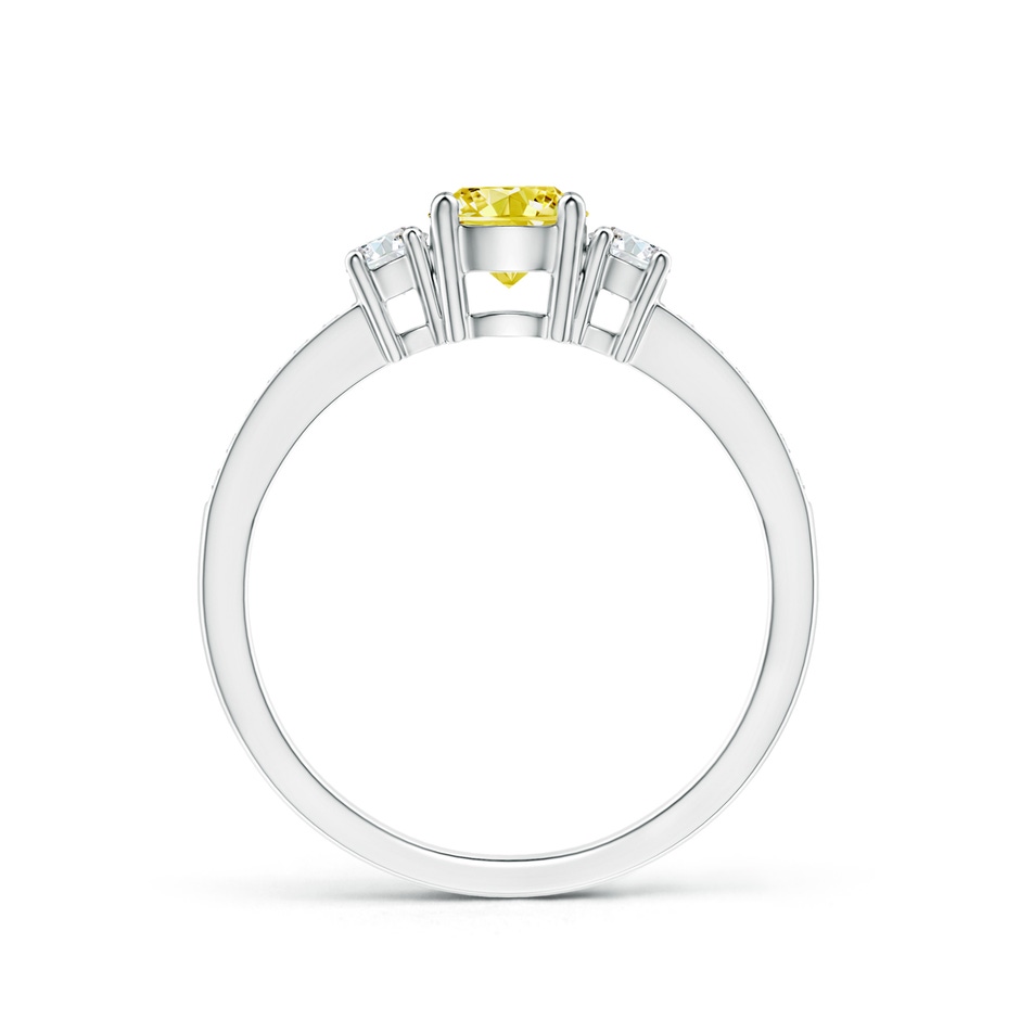 5mm AAAA Classic Three Stone Fancy Intense Yellow and White Diamond Ring in P950 Platinum side 199