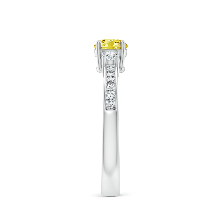 5mm AAAA Classic Three Stone Fancy Intense Yellow and White Diamond Ring in P950 Platinum side 299