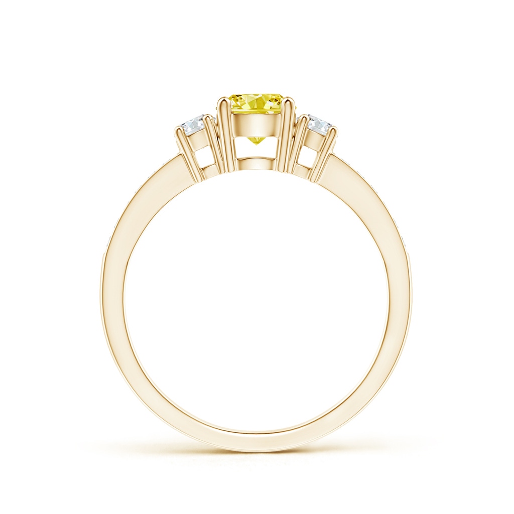 5mm AAAA Classic Three Stone Fancy Intense Yellow and White Diamond Ring in Yellow Gold - side 199