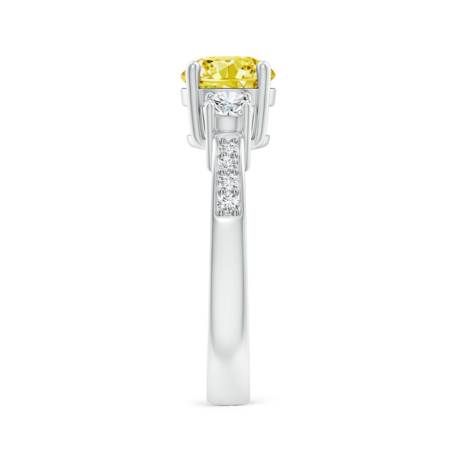 7mm AAAA Classic Three Stone Fancy Intense Yellow and White Diamond Ring in 18K White Gold side 299