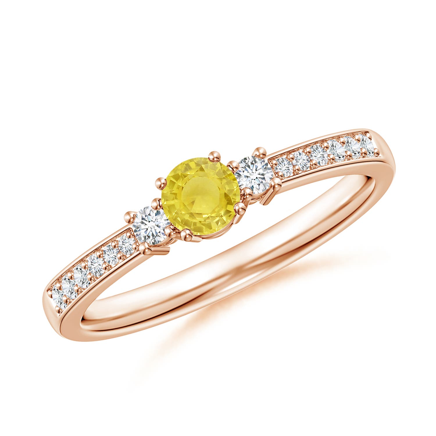 A - Yellow Sapphire / 0.4 CT / 14 KT Rose Gold