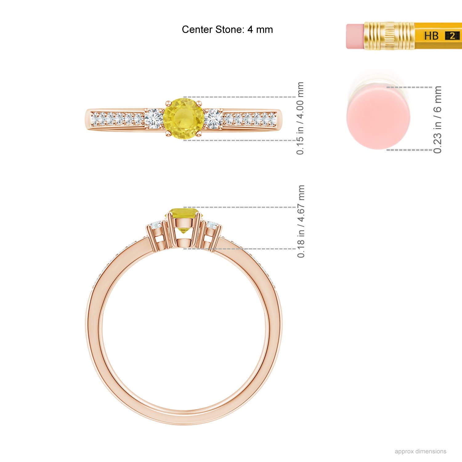 A - Yellow Sapphire / 0.4 CT / 14 KT Rose Gold