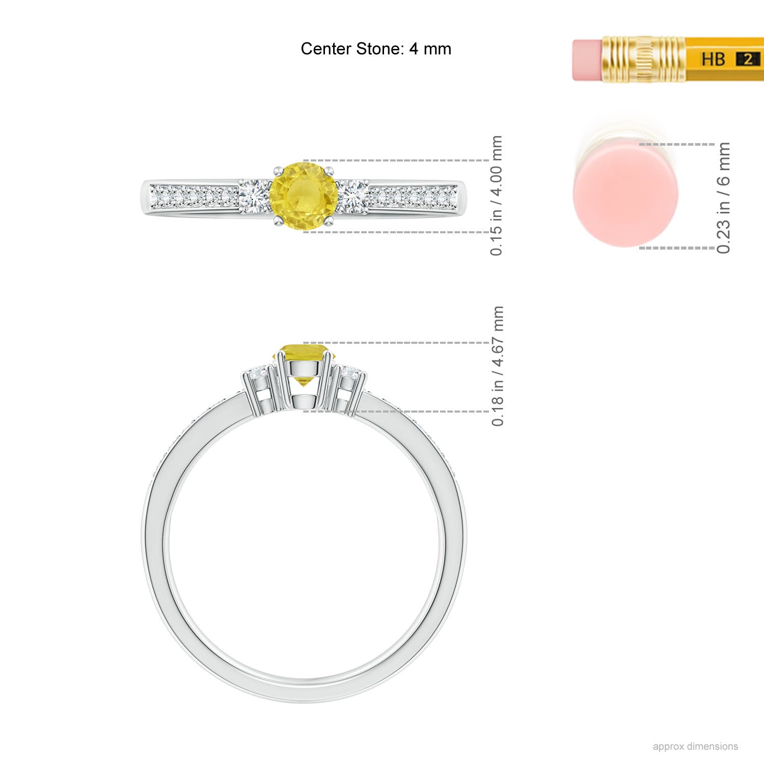 A - Yellow Sapphire / 0.4 CT / 14 KT White Gold