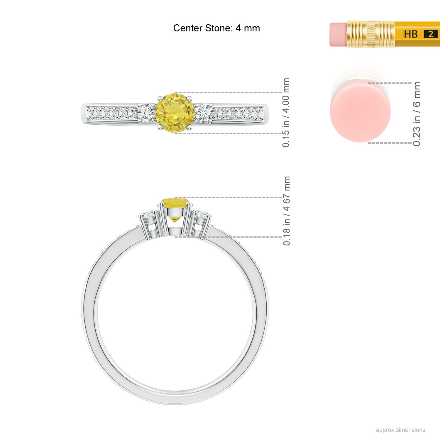 AA - Yellow Sapphire / 0.4 CT / 14 KT White Gold