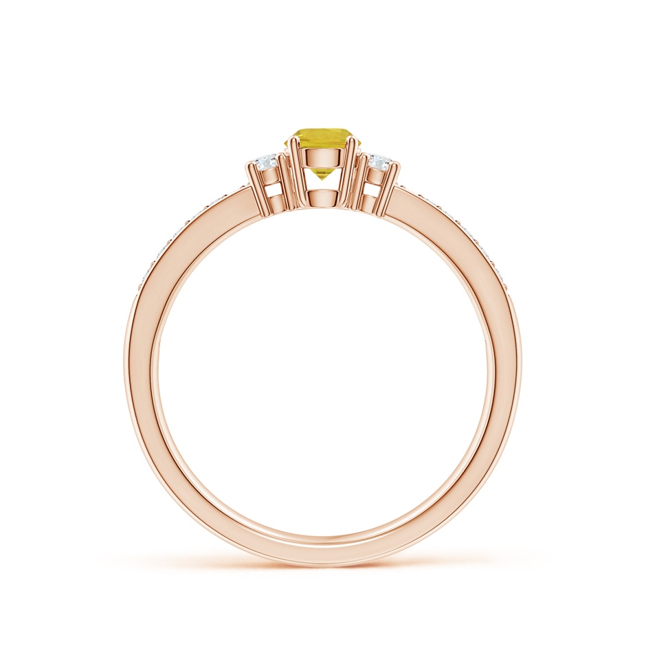 4mm AAA Classic Three Stone Yellow Sapphire Ring with Diamonds in Rose Gold side 1
