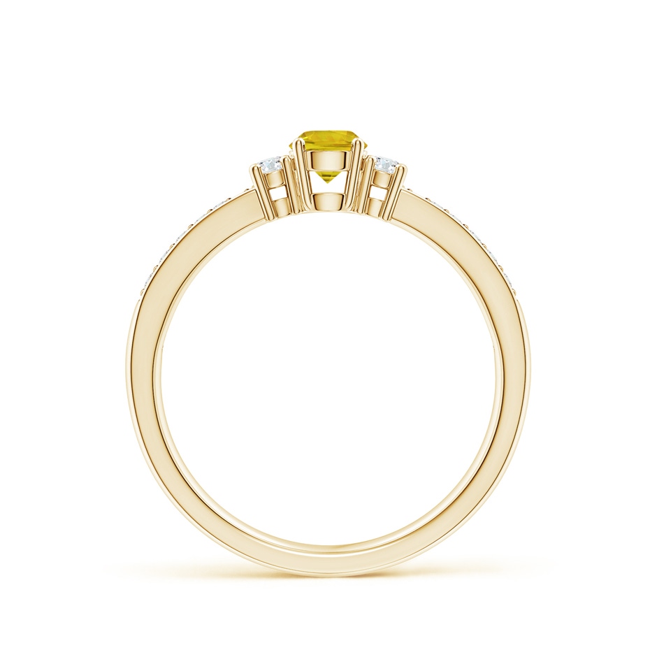 4mm AAAA Classic Three Stone Yellow Sapphire Ring with Diamonds in Yellow Gold side 1