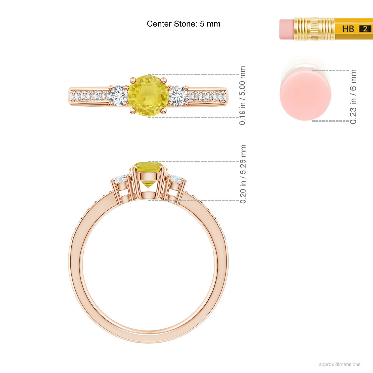 A - Yellow Sapphire / 0.74 CT / 14 KT Rose Gold