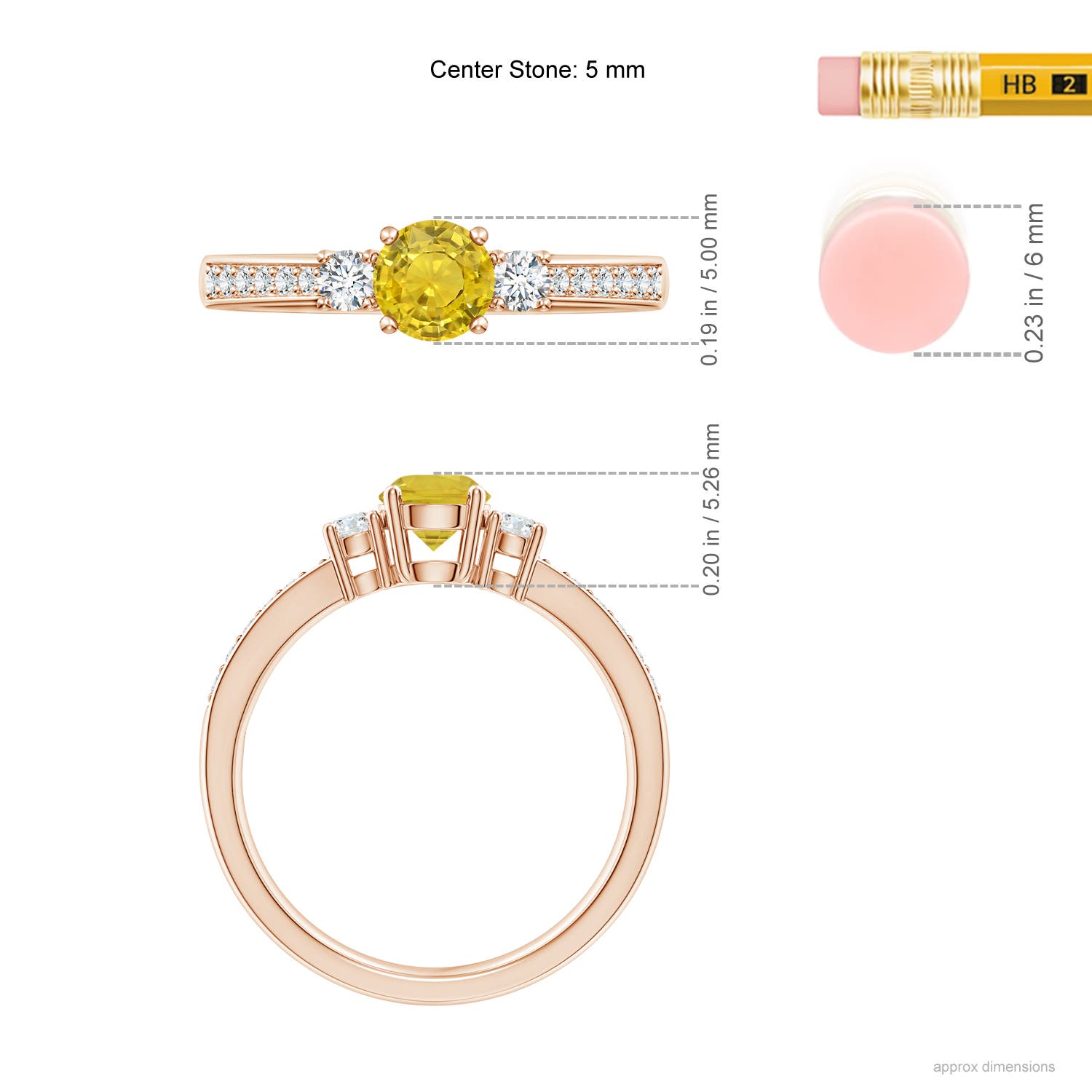 AAA - Yellow Sapphire / 0.74 CT / 14 KT Rose Gold