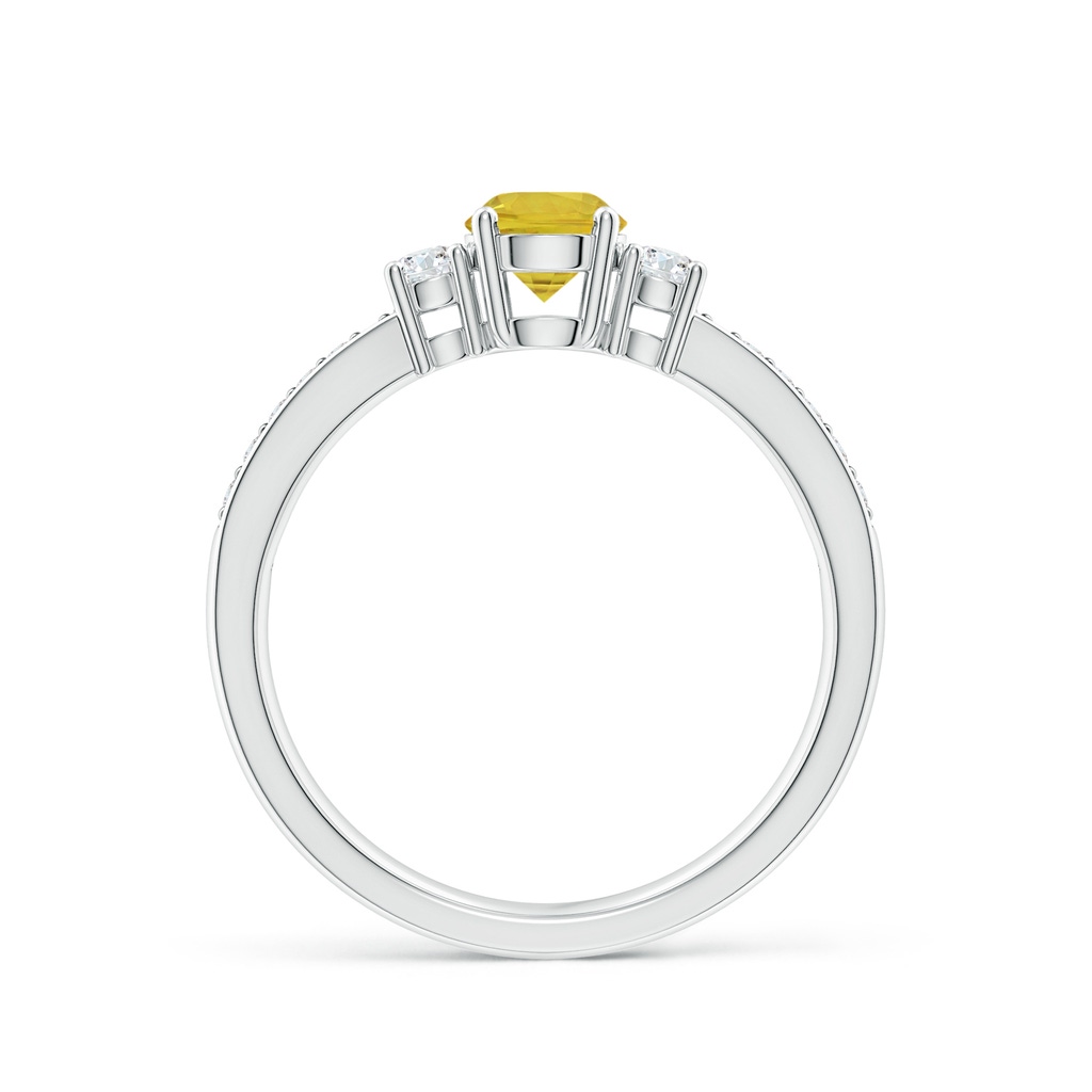 5mm AAA Classic Three Stone Yellow Sapphire Ring with Diamonds in White Gold Side 1