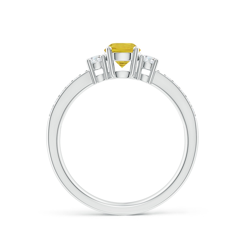 5mm AAA Classic Three Stone Yellow Sapphire Ring with Diamonds in White Gold side 1