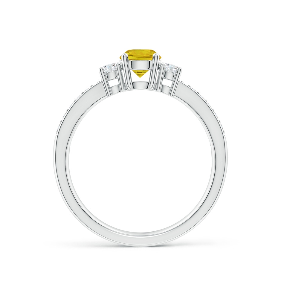 5mm AAAA Classic Three Stone Yellow Sapphire Ring with Diamonds in P950 Platinum side 1
