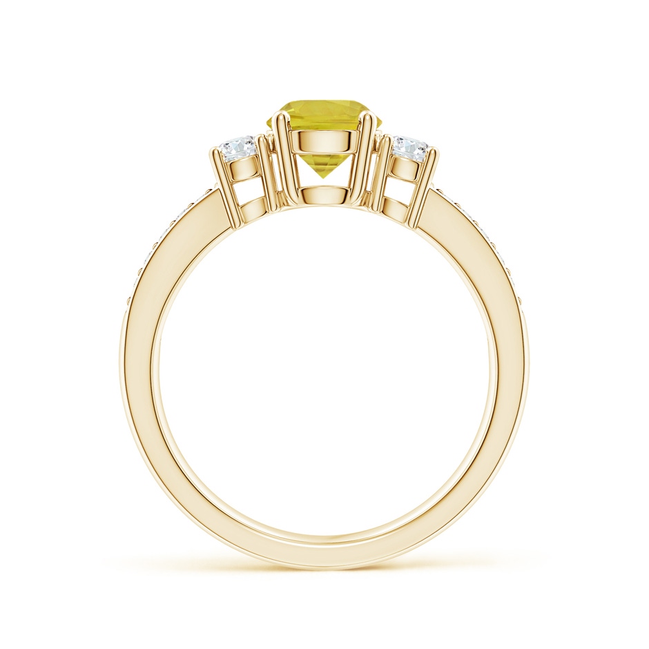 6mm A Classic Three Stone Yellow Sapphire Ring with Diamonds in Yellow Gold side 1