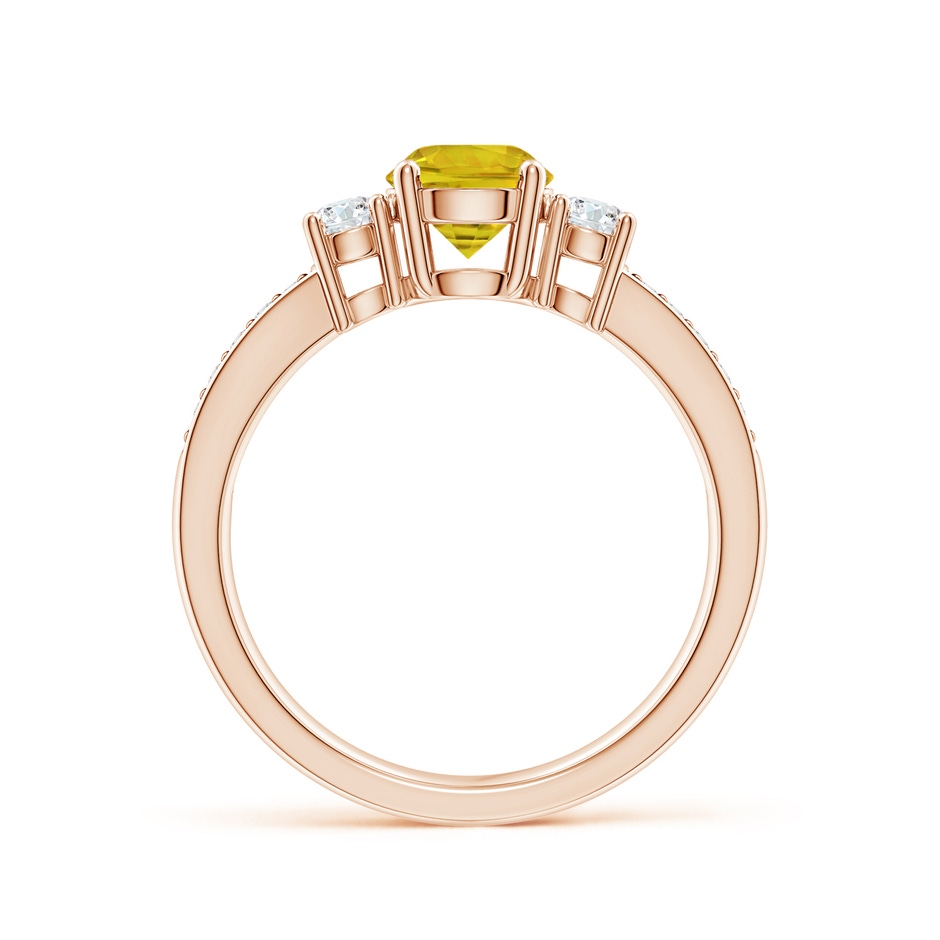 6mm AAAA Classic Three Stone Yellow Sapphire Ring with Diamonds in Rose Gold side 1