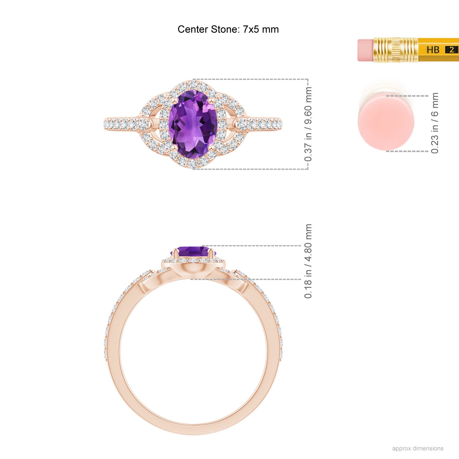 AAA - Amethyst / 1.04 CT / 14 KT Rose Gold