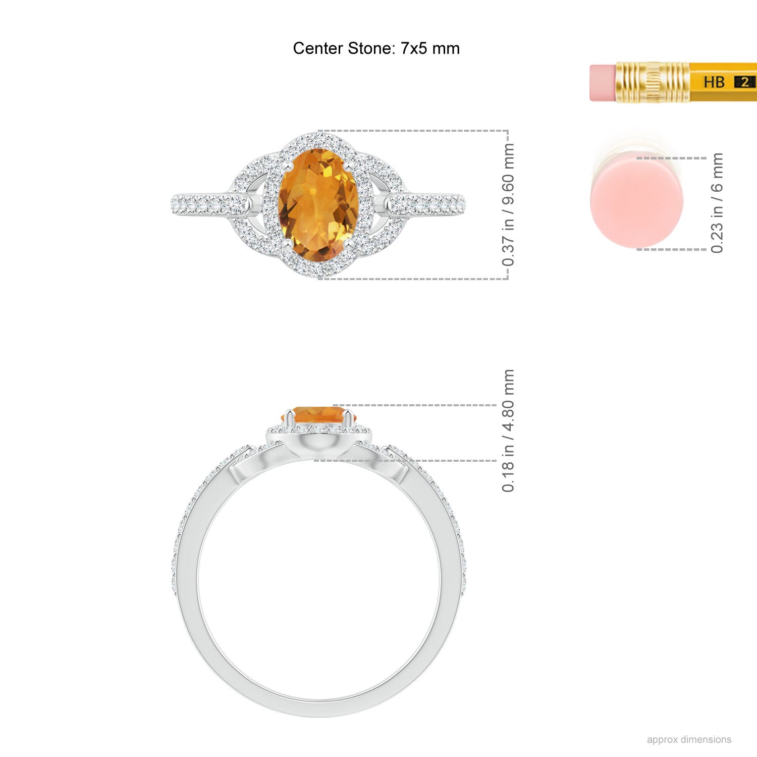 AA - Citrine / 1.09 CT / 14 KT White Gold