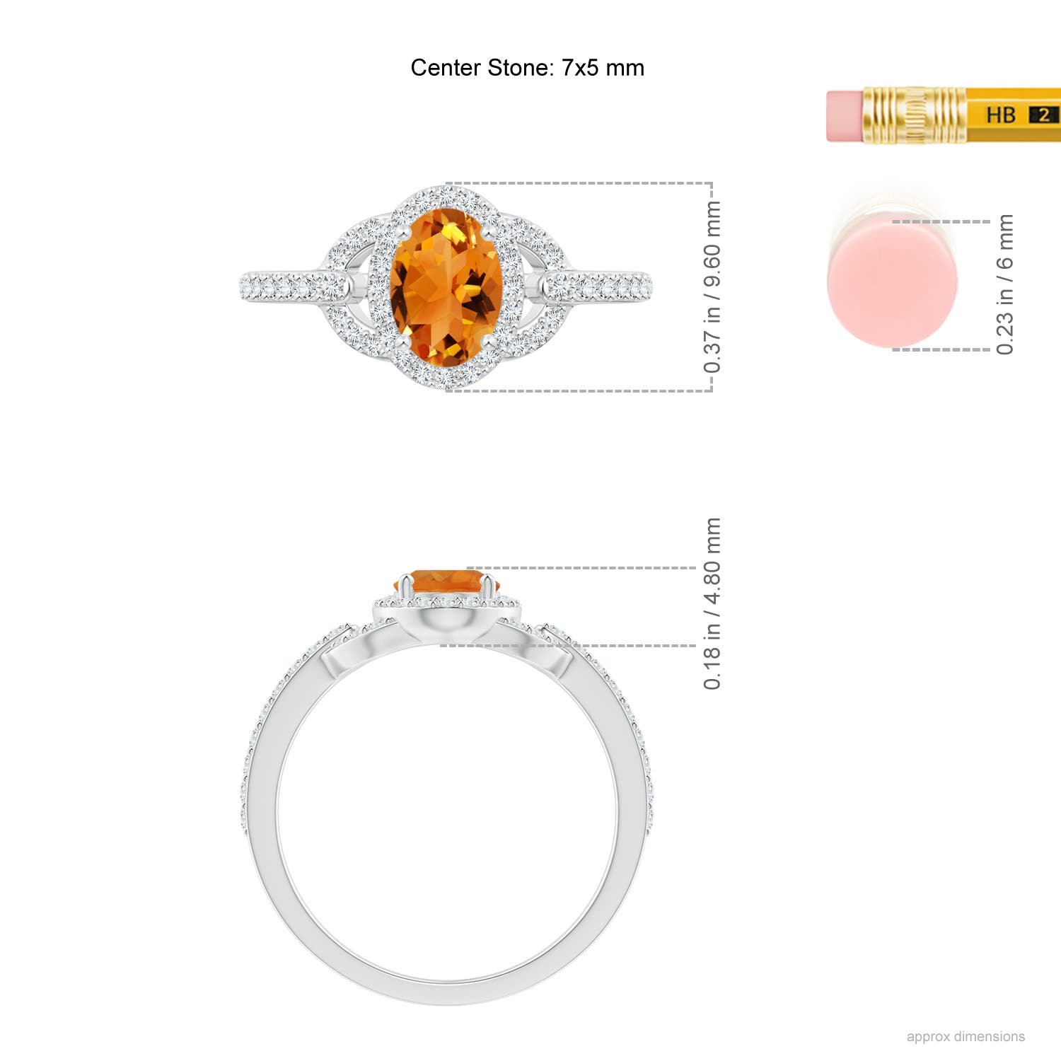 AAA - Citrine / 1.09 CT / 14 KT White Gold