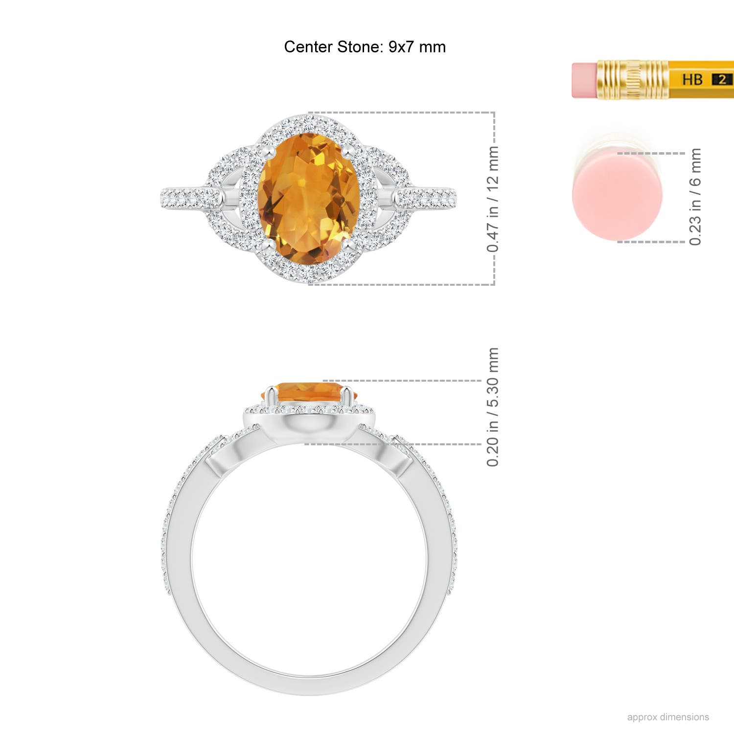 AA - Citrine / 2.14 CT / 14 KT White Gold