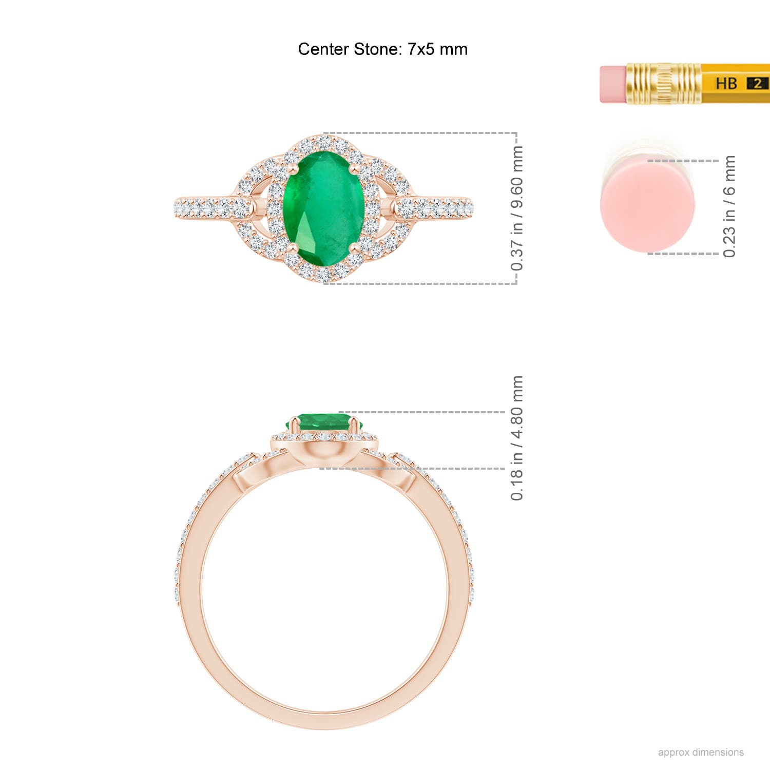 A - Emerald / 1 CT / 14 KT Rose Gold