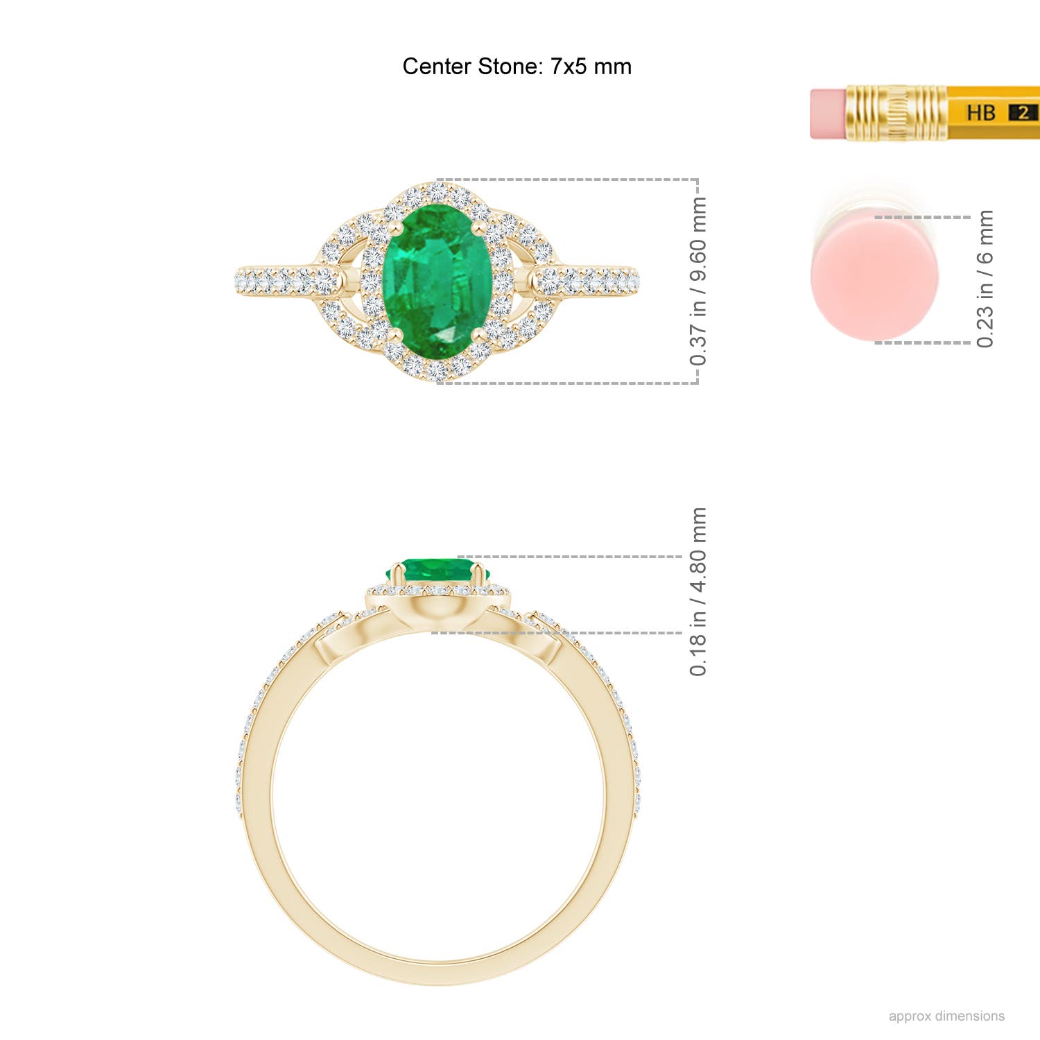 AA - Emerald / 1 CT / 14 KT Yellow Gold