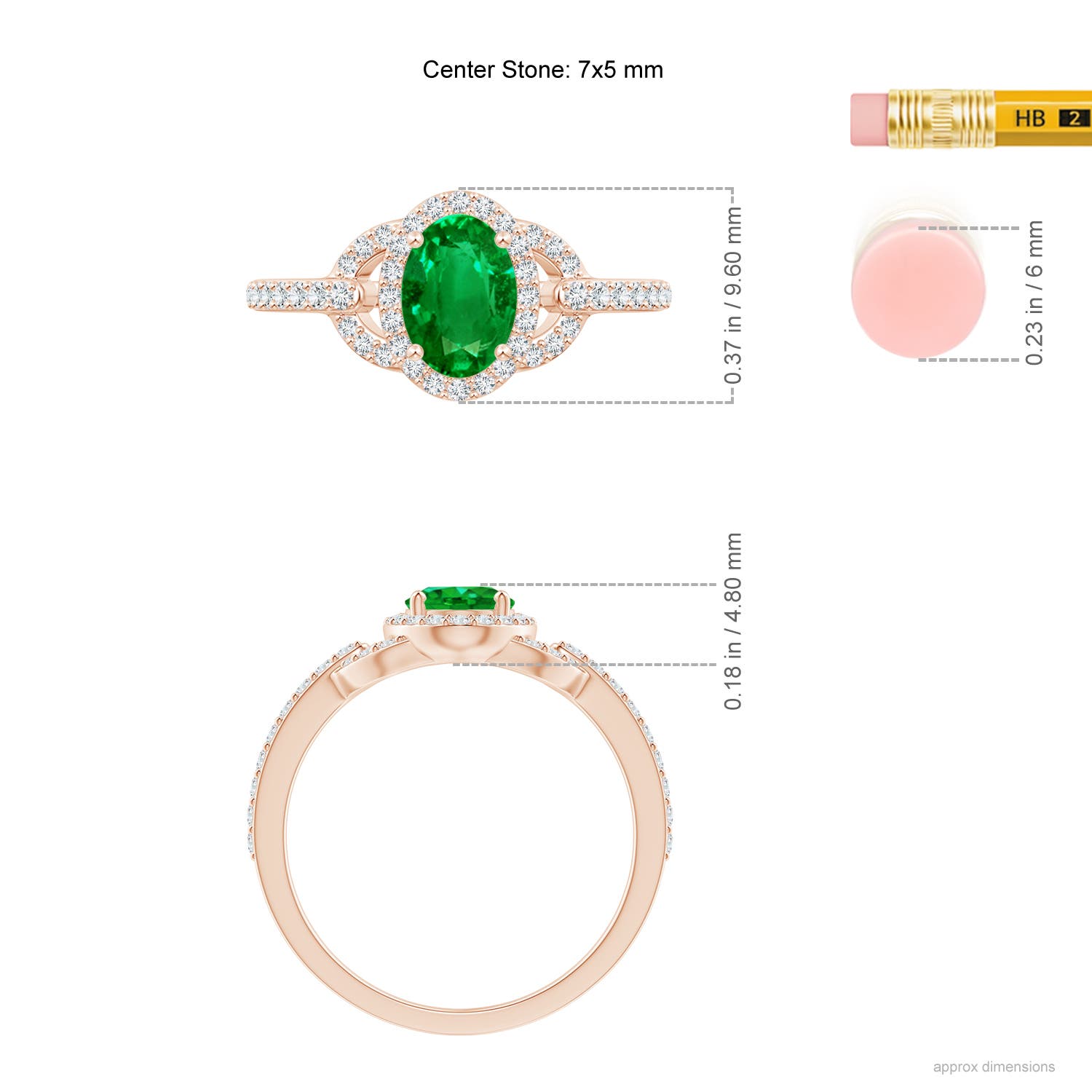 AAAA - Emerald / 1 CT / 14 KT Rose Gold