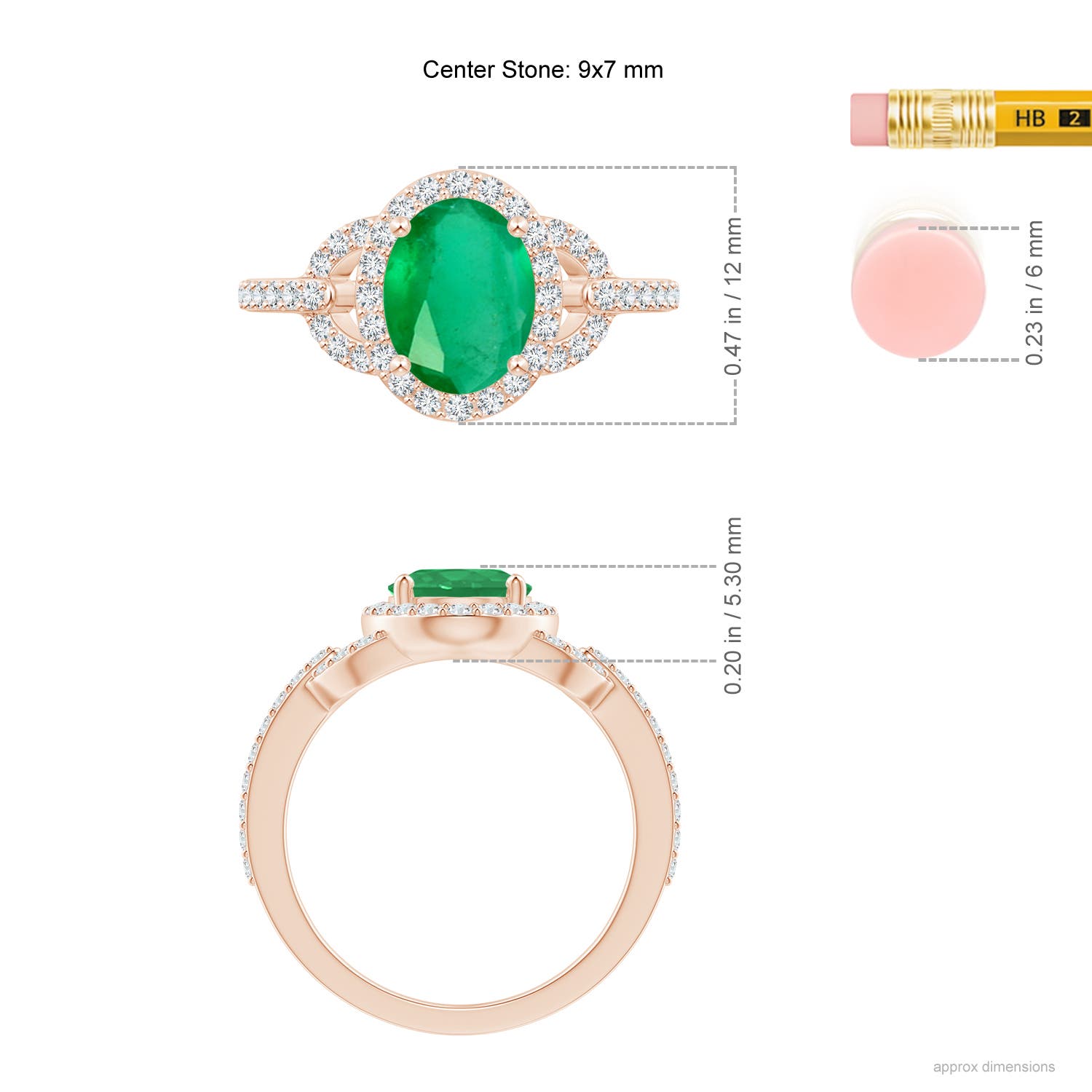 A - Emerald / 1.99 CT / 14 KT Rose Gold