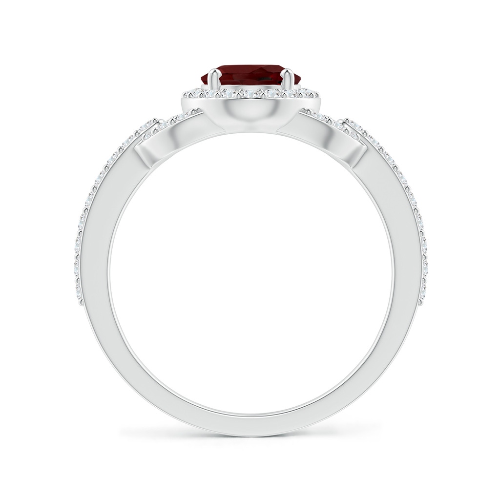 8x6mm AAA Vintage Style Oval Garnet Halo Ring in White Gold Side-1