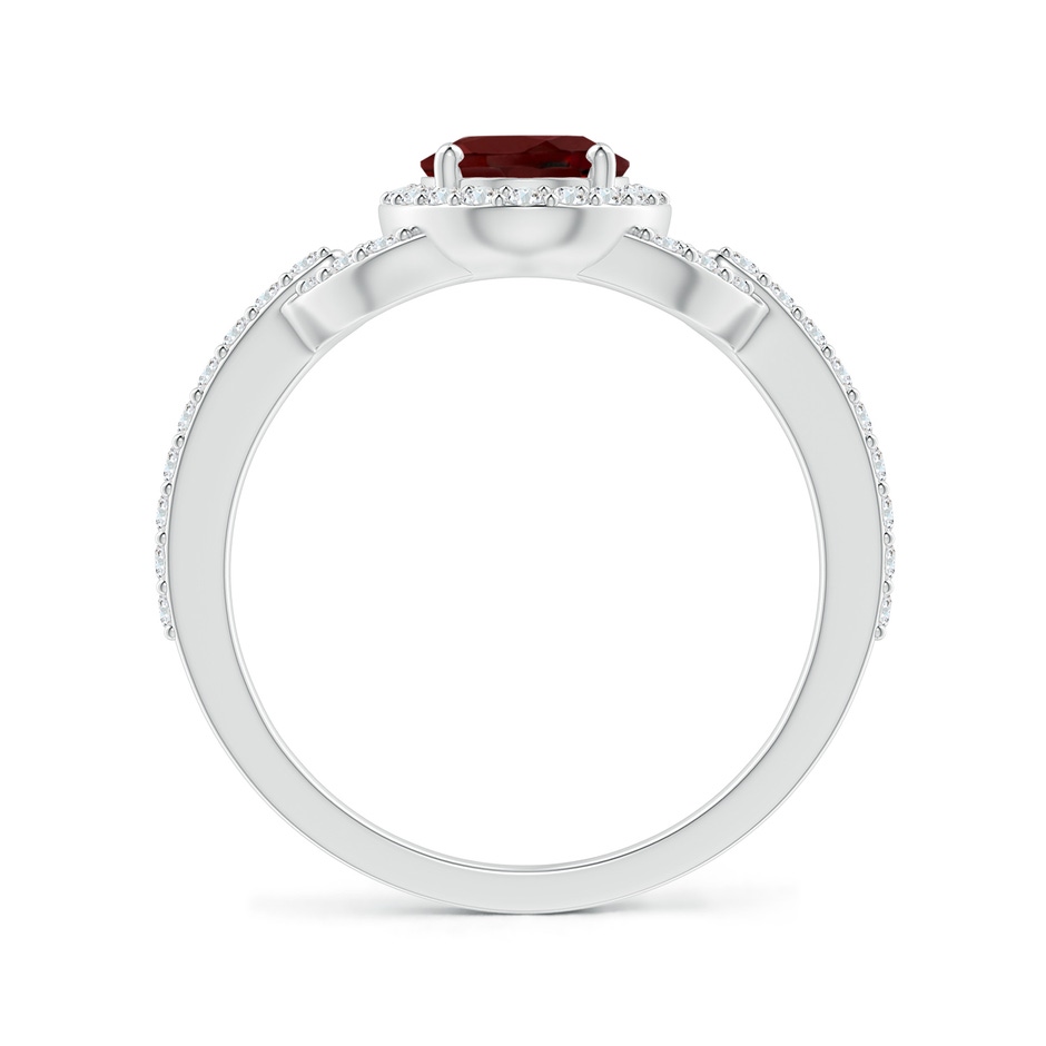 8x6mm AAA Vintage Style Oval Garnet Halo Ring in White Gold side-1