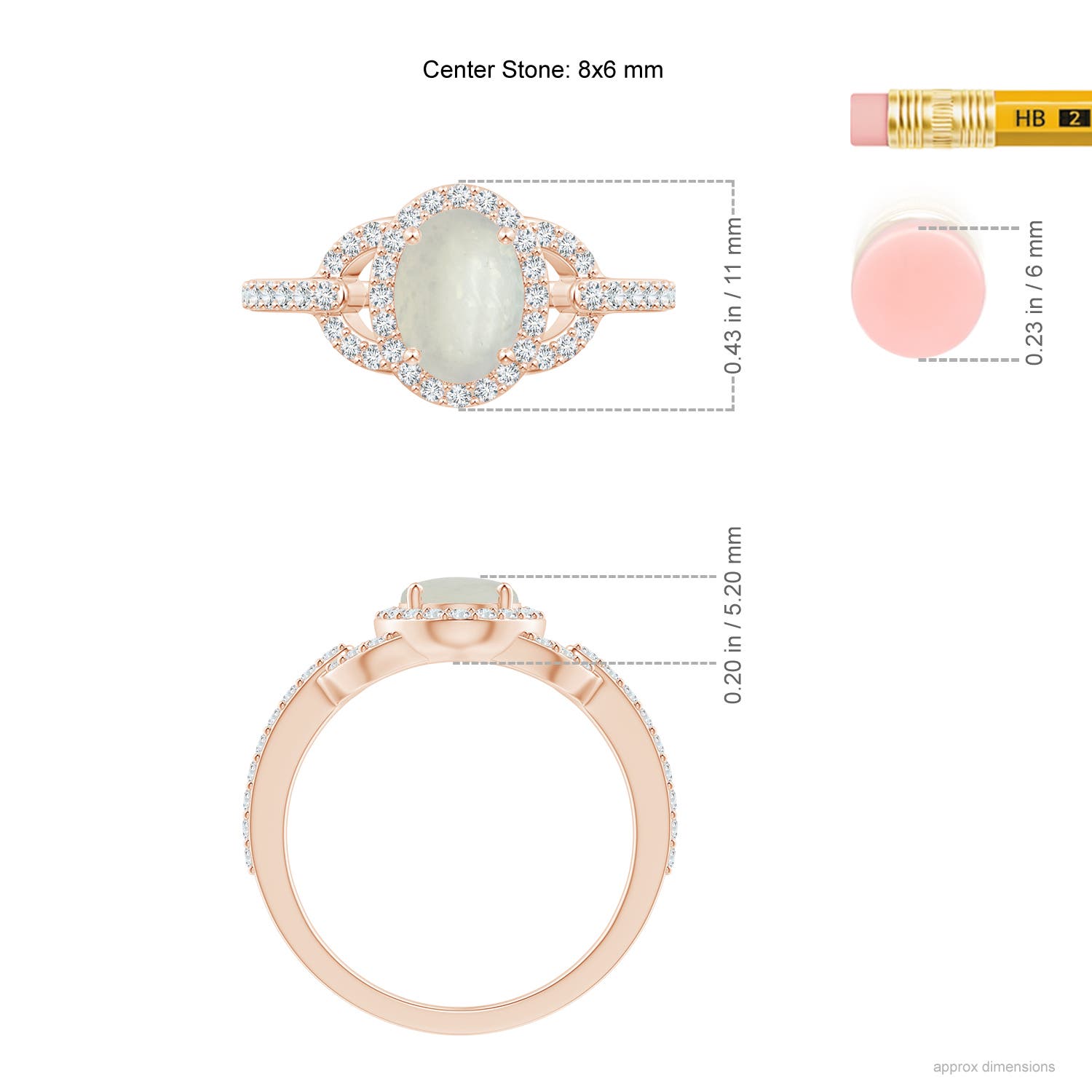 A - Moonstone / 1.47 CT / 14 KT Rose Gold