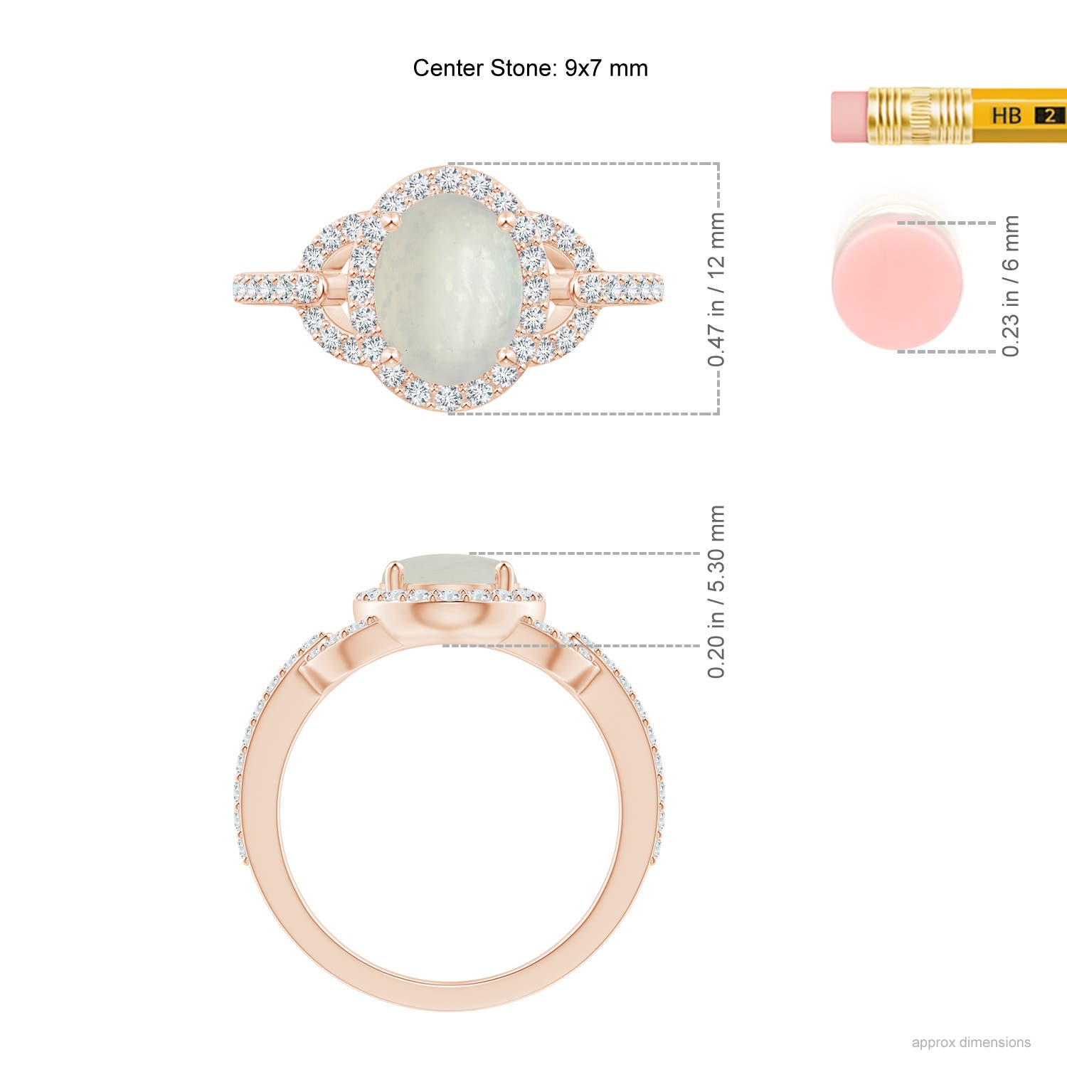 A - Moonstone / 2.19 CT / 14 KT Rose Gold