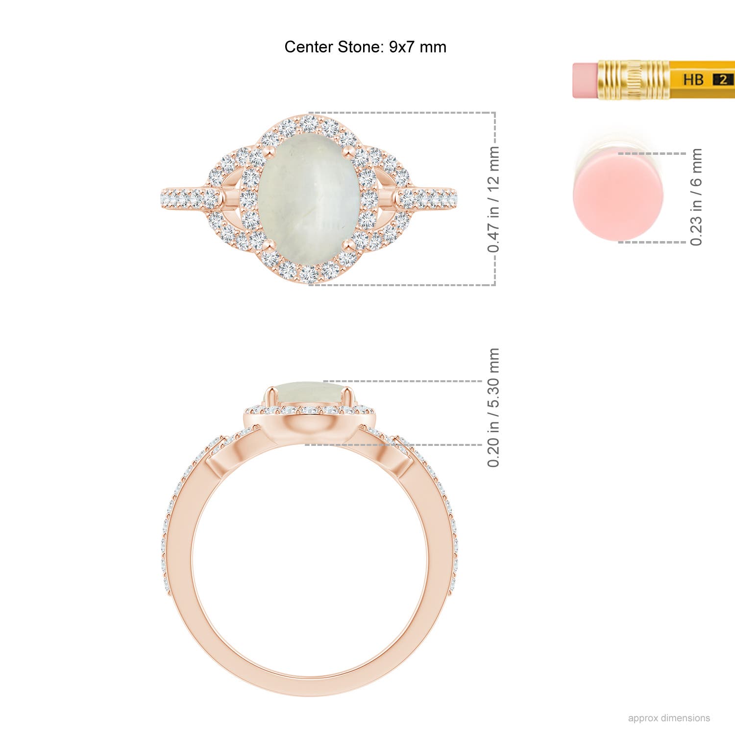 AA - Moonstone / 2.19 CT / 14 KT Rose Gold