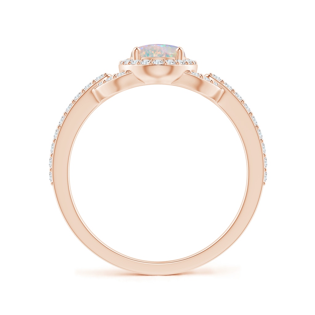 7x5mm AAAA Vintage Style Oval Opal Halo Ring in Rose Gold - side_1