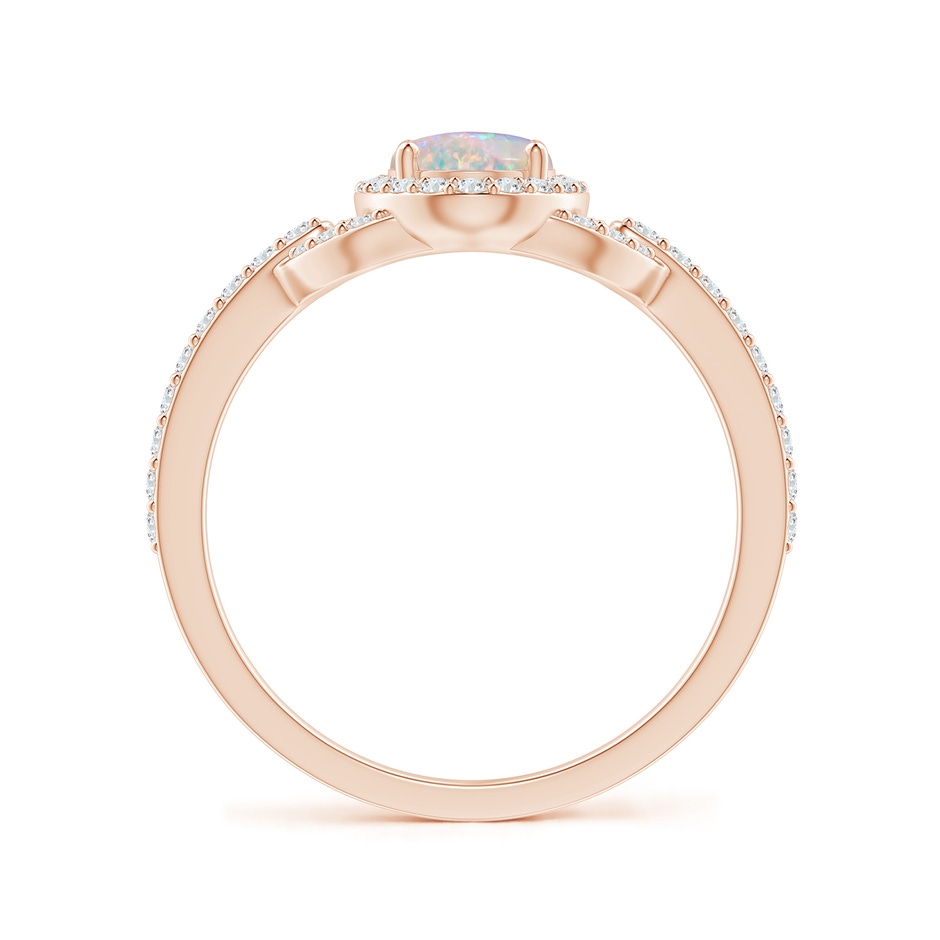 7x5mm AAAA Vintage Style Oval Opal Halo Ring in Rose Gold side-1