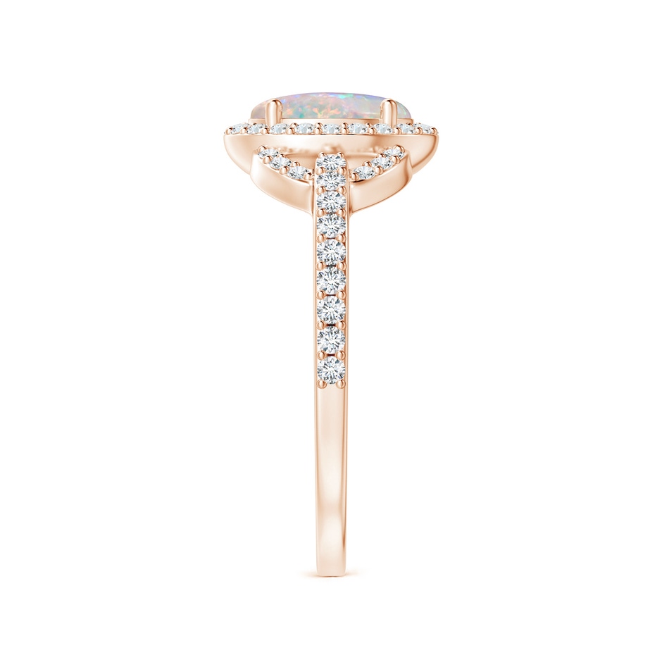7x5mm AAAA Vintage Style Oval Opal Halo Ring in Rose Gold side-2
