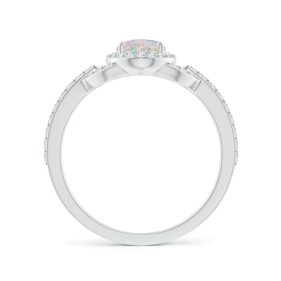 7x5mm AAAA Vintage Style Oval Opal Halo Ring in White Gold side-1