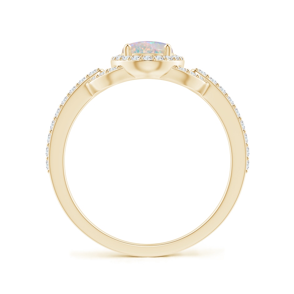 7x5mm AAAA Vintage Style Oval Opal Halo Ring in Yellow Gold side-1
