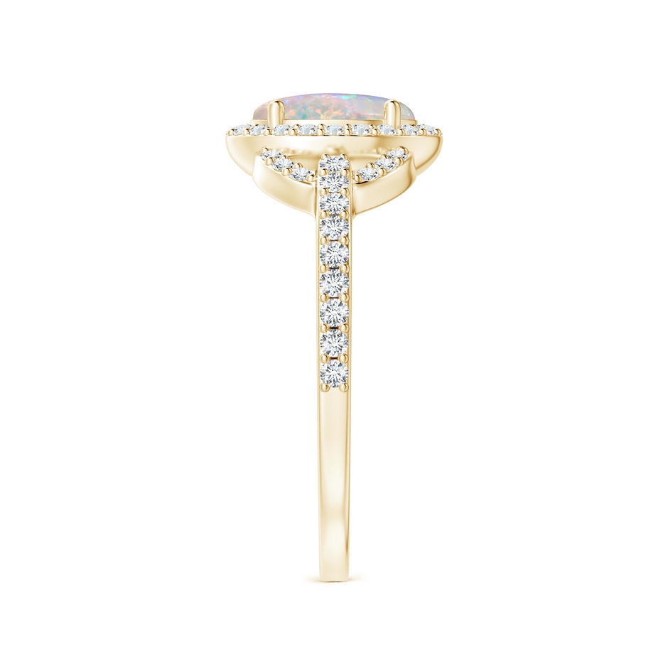 7x5mm AAAA Vintage Style Oval Opal Halo Ring in Yellow Gold side-2