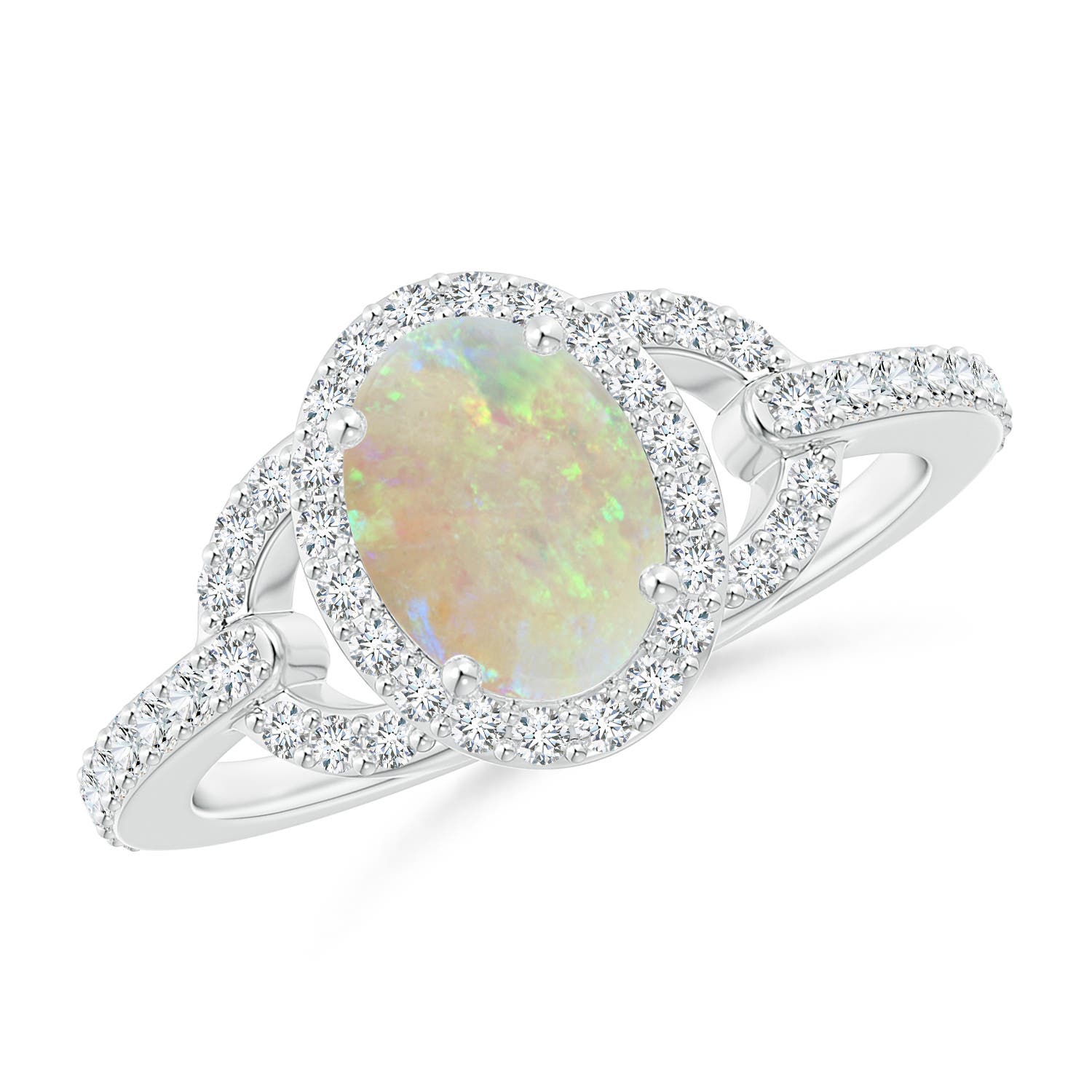 Vintage Style Oval Opal Halo Ring | Angara