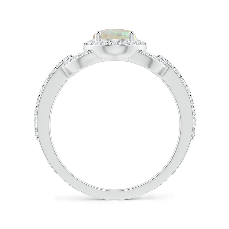 8x6mm AAA Vintage Style Oval Opal Halo Ring in White Gold side-1