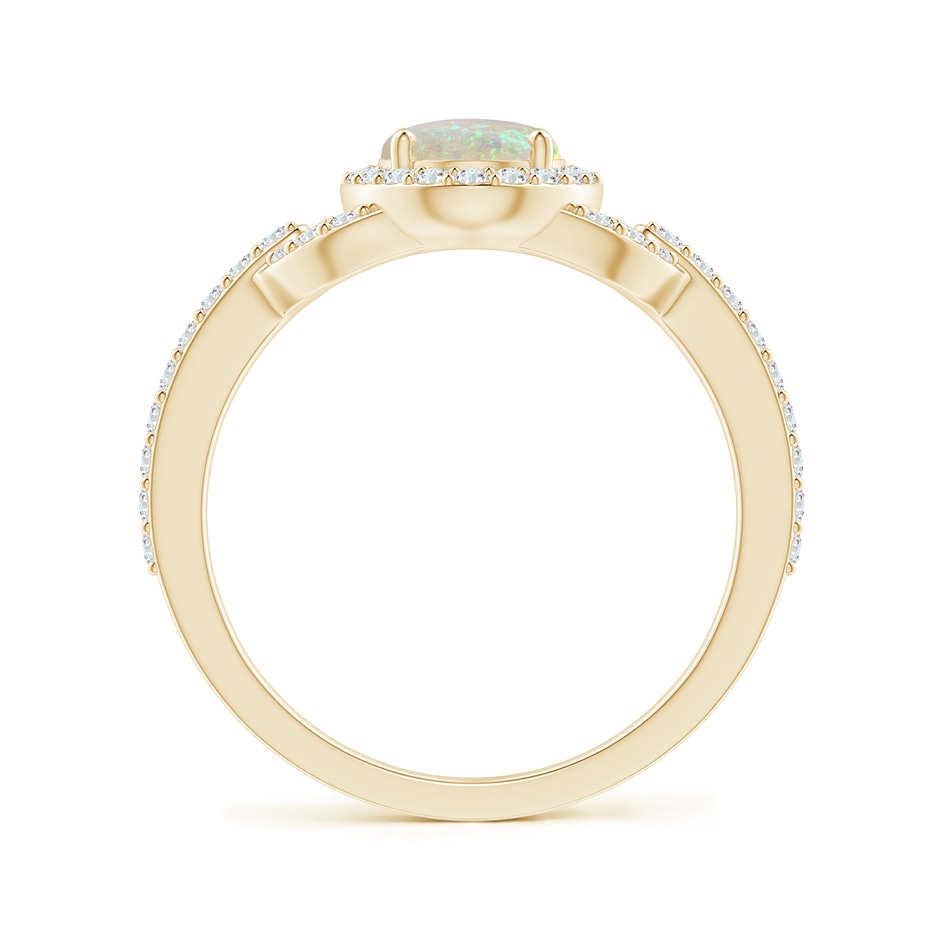 8x6mm AAA Vintage Style Oval Opal Halo Ring in Yellow Gold side-1