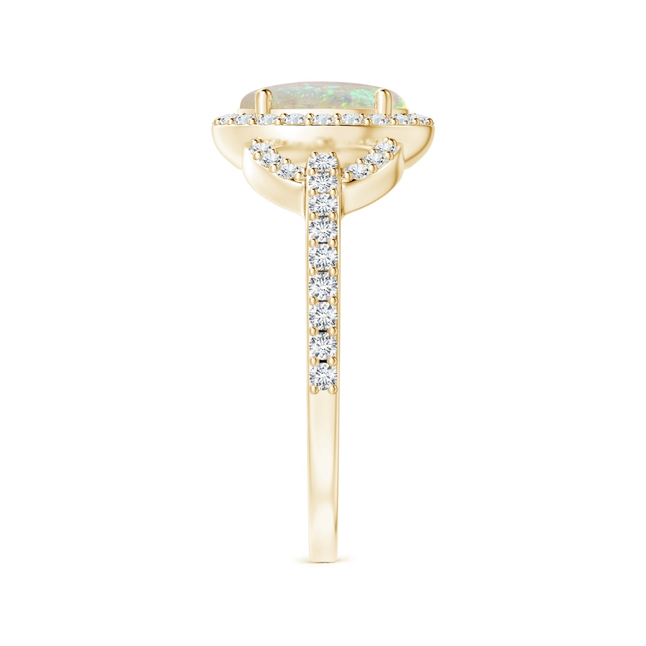 8x6mm AAA Vintage Style Oval Opal Halo Ring in Yellow Gold side-2