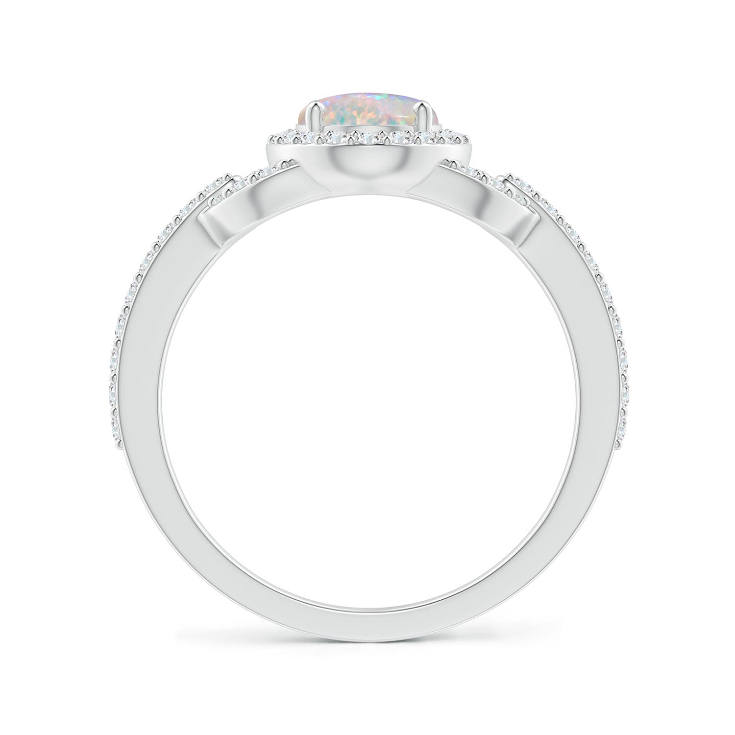 8x6mm AAAA Vintage Style Oval Opal Halo Ring in P950 Platinum