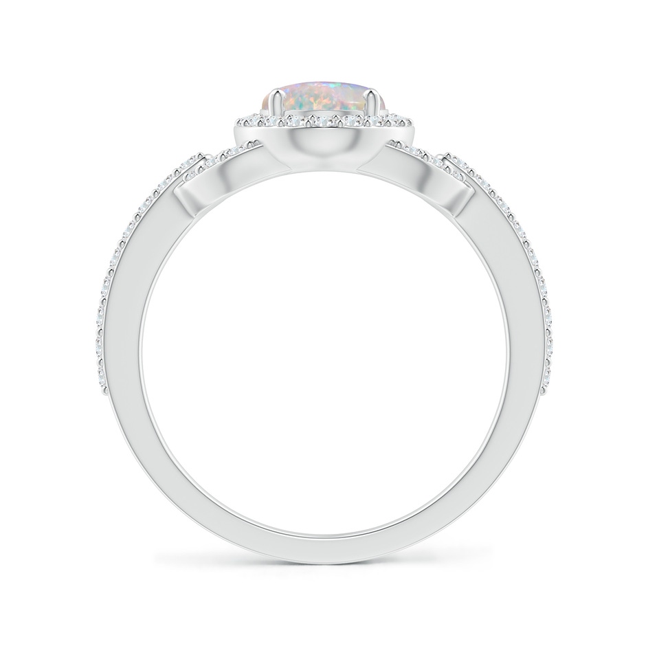 8x6mm AAAA Vintage Style Oval Opal Halo Ring in P950 Platinum side-1
