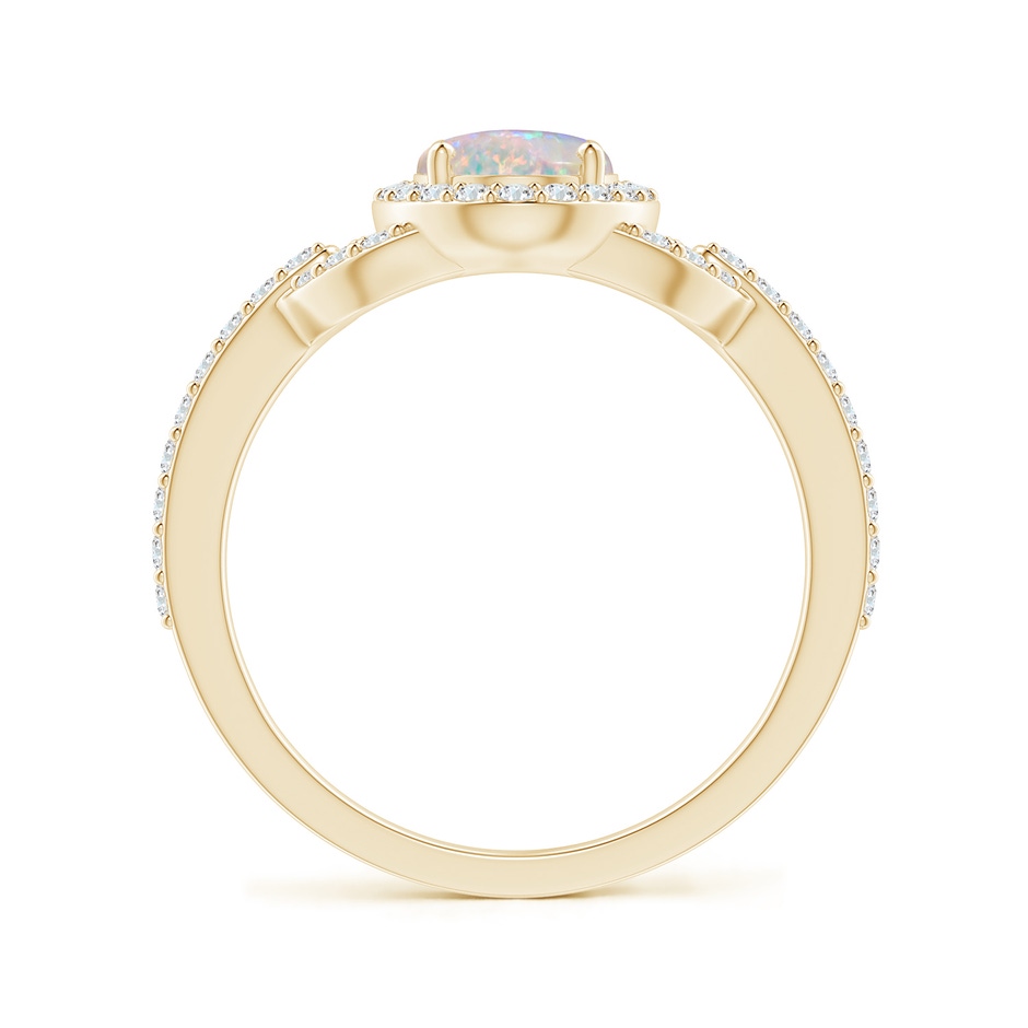 8x6mm AAAA Vintage Style Oval Opal Halo Ring in Yellow Gold side-1